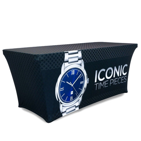 6 ft. Stretch Table Throw 4 - sided with Custom Print - Blitz Sign & Displays