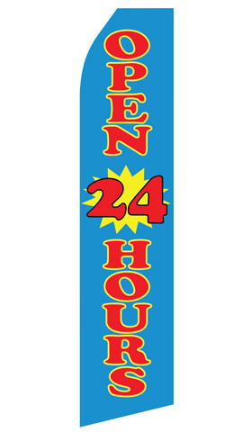 Blue Open 24 Hours Econo Stock Flag