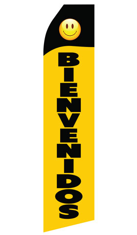 Black Yellow Bienvenidos Econo Stock Flag