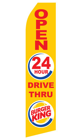 Burger King 24 HR Drive Thru Logo Econo Stock Flag