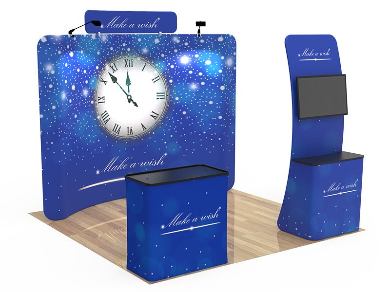 10x10ft Custom Booth - Galaxy Dual Poduim - Blitz Sign & Displays