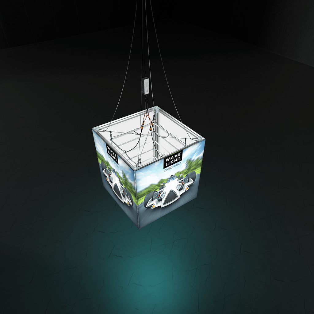 WaveLight® Casonara Blimp Cube Hanging Light Box - 100L 3ft x 3ft x 3ft - Blitz Sign & Displays